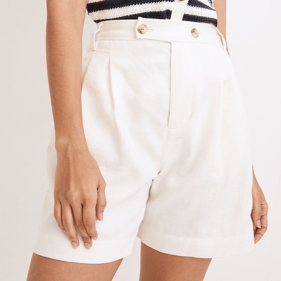 Madewell Linen Blend Cream High Rise Shorts sz 14